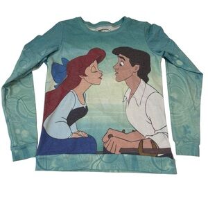Disney Little Mermaid Ariel &‎ Prince Eric Long Sleeve Shirt Sz S Kiss the Girl
